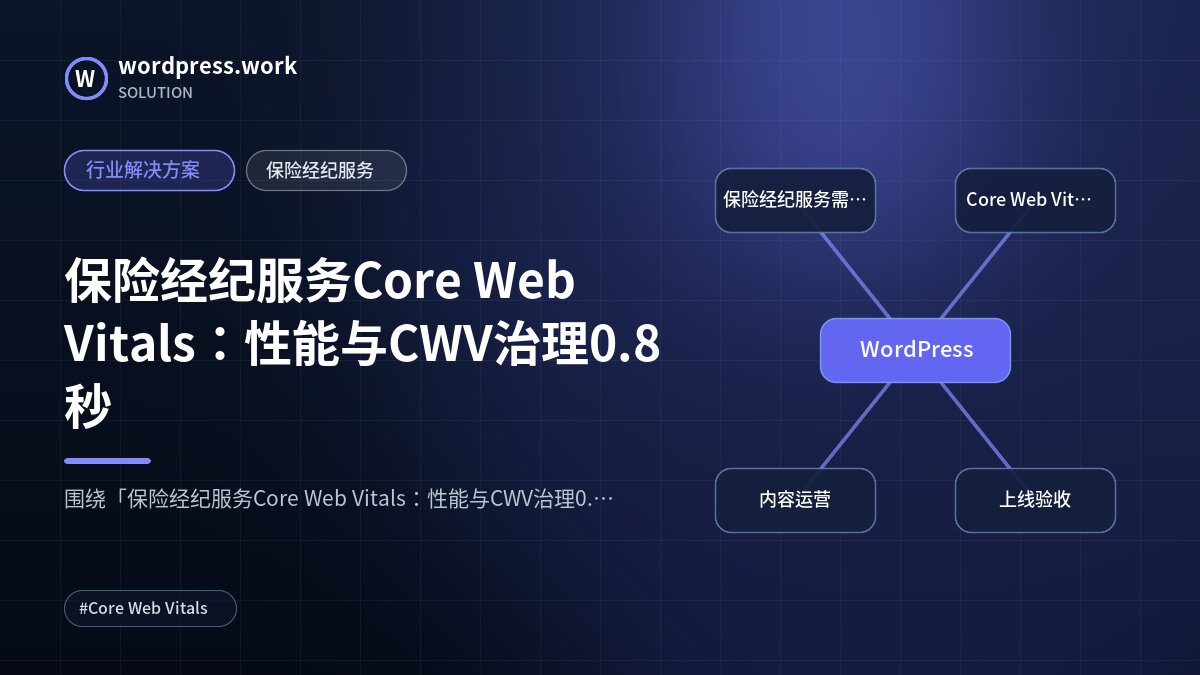 保险经纪服务Core Web Vitals:性能与CWV治理0.8秒|行业解决方案|保险经纪服务