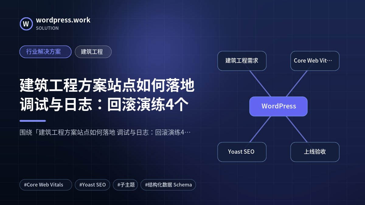 建筑工程方案站点如何落地 调试与日志:回滚演练4个|行业解决方案|建筑工程
