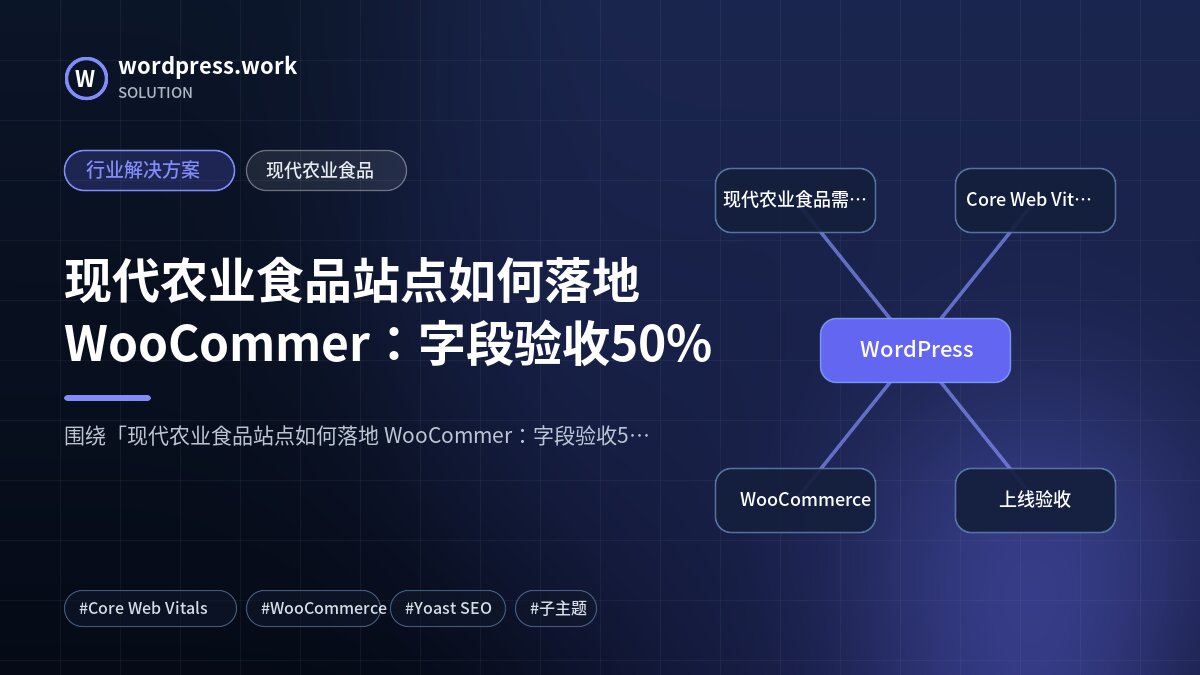 现代农业食品站点如何落地 WooCommer：字段验收50%｜行业解决方案｜现代农业食品