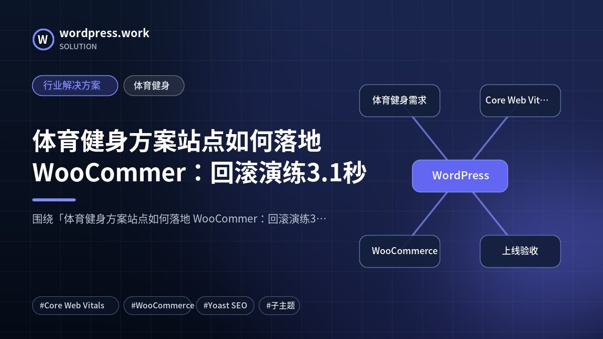 体育健身方案站点如何落地 WooCommer：回滚演练3.1秒｜行业解决方案｜体育健身