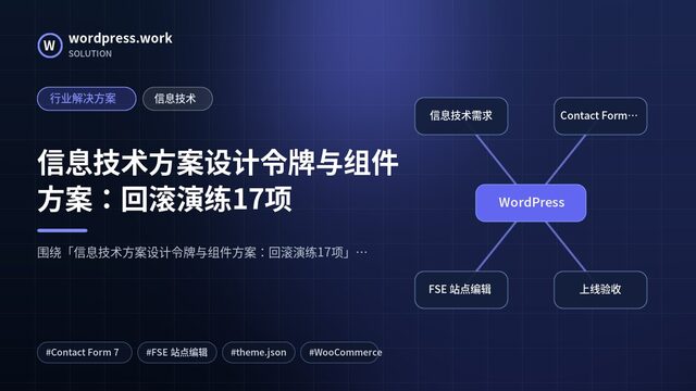 信息技术方案设计令牌与组件方案：回滚演练17项｜行业解决方案｜信息技术
