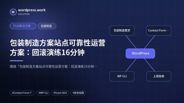 包装制造方案站点可靠性运营方案:回滚演练16分钟|行业解决方案|包装制造