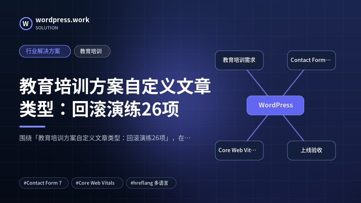 教育培训方案自定义文章类型:回滚演练26项|行业解决方案|教育培训