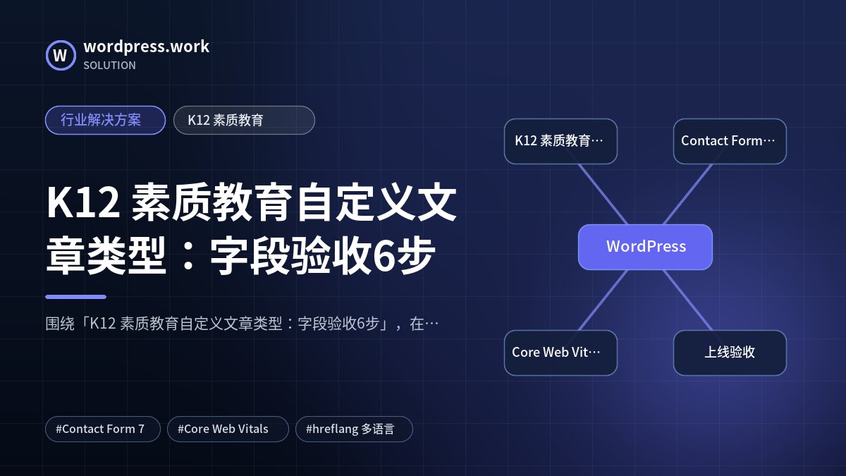 K12 素质教育自定义文章类型：字段验收6步｜行业解决方案｜K12 素质教育
