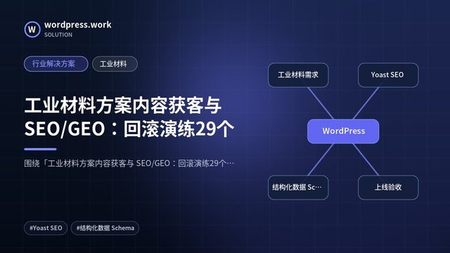 工业材料方案内容获客与 SEO/GEO:回滚演练29个|行业解决方案|工业材料
