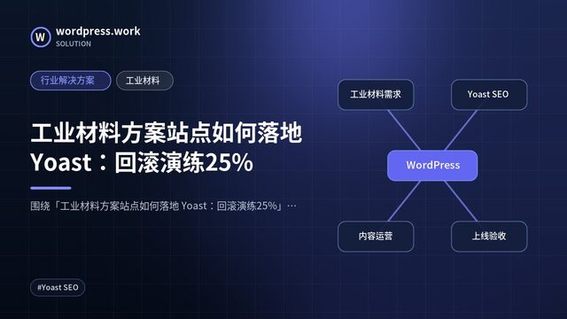 工业材料方案站点如何落地 Yoast：回滚演练25%｜行业解决方案｜工业材料