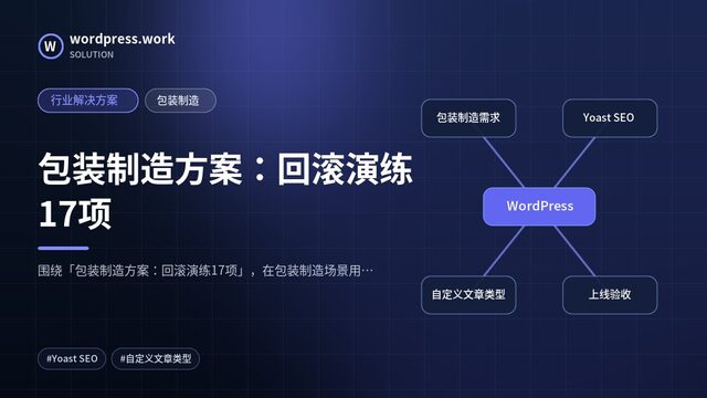 包装制造方案:回滚演练17项|行业解决方案|包装制造