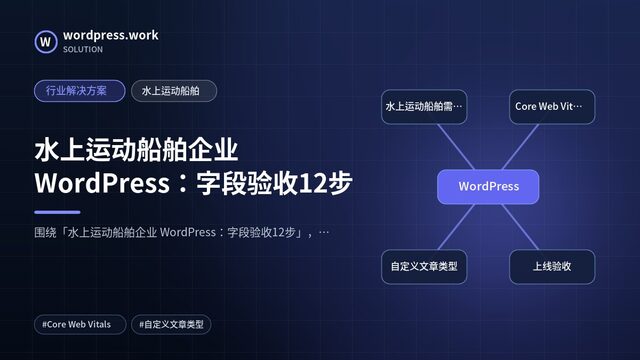 水上运动船舶企业 WordPress：字段验收12步｜行业解决方案｜水上运动船舶