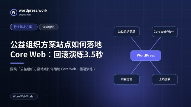 公益组织方案站点如何落地 Core Web:回滚演练3.5秒|行业解决方案|公益组织