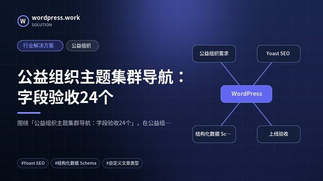 公益组织主题集群导航:字段验收24个|行业解决方案|公益组织
