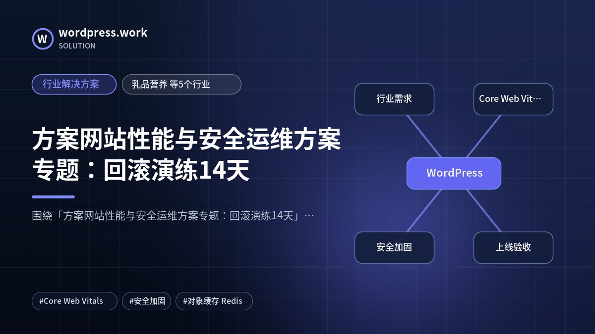 方案网站性能与安全运维方案专题:回滚演练14天|行业解决方案|乳品营养 等5个行业