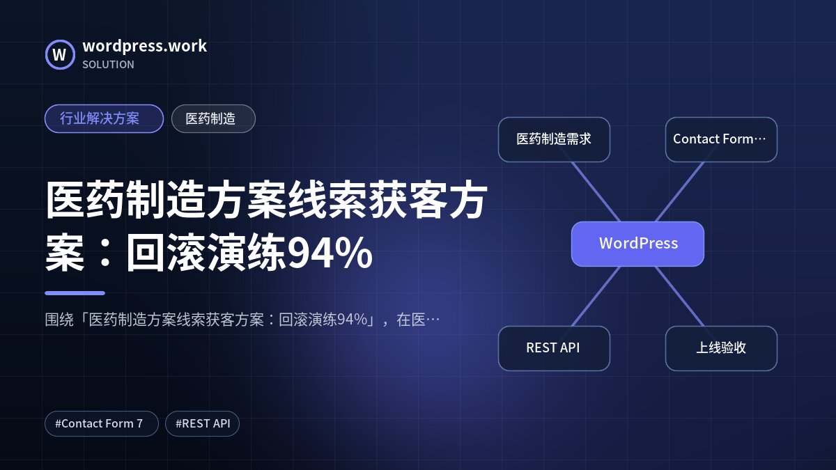 医药制造方案线索获客方案:回滚演练94%|行业解决方案|医药制造