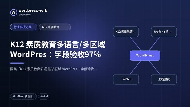K12 素质教育多语言/多区域 WordPres:字段验收97%|行业解决方案|K12 素质教育