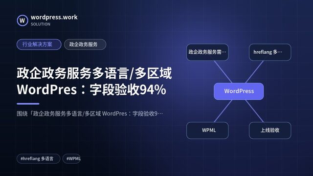 政企政务服务多语言/多区域 WordPres:字段验收94%|行业解决方案|政企政务服务