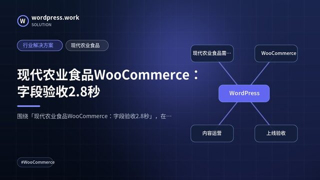 现代农业食品WooCommerce：字段验收2.8秒｜行业解决方案｜现代农业食品