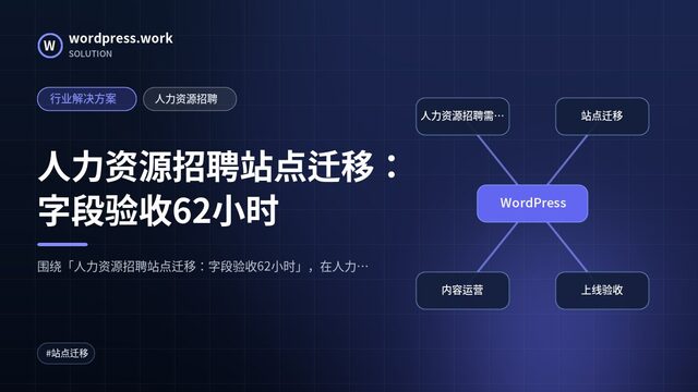 人力资源招聘站点迁移：字段验收62小时｜行业解决方案｜人力资源招聘
