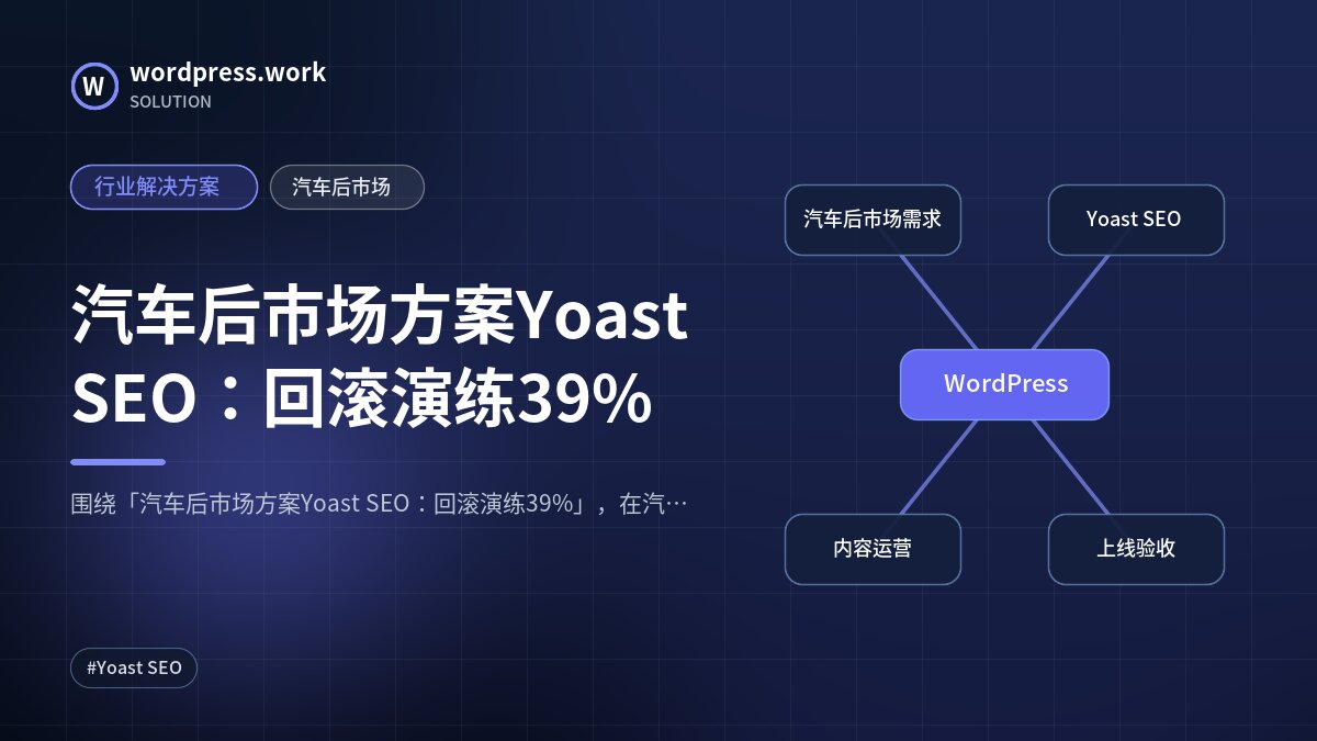 汽车后市场方案Yoast SEO：回滚演练39%｜行业解决方案｜汽车后市场