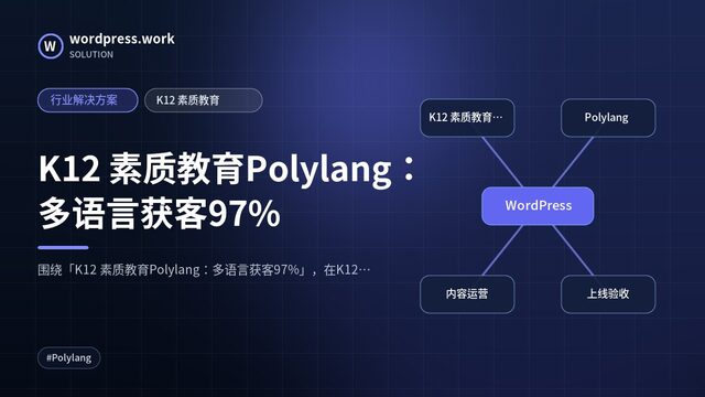 K12 素质教育Polylang：多语言获客97%｜行业解决方案｜K12 素质教育