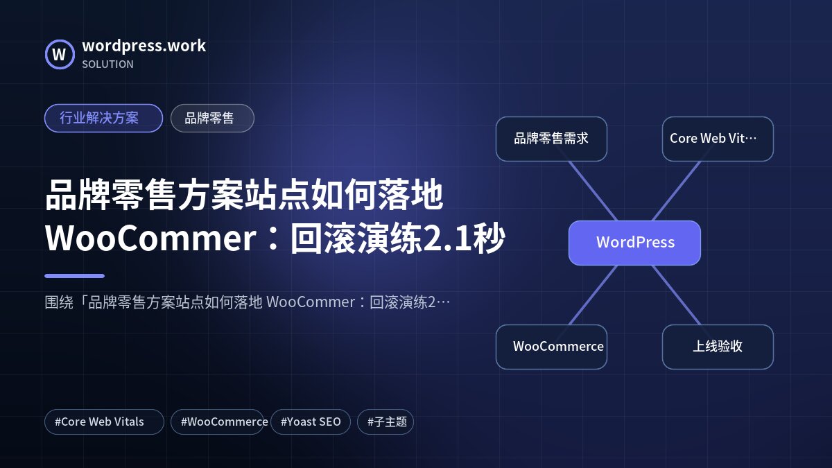 品牌零售方案站点如何落地 WooCommer:回滚演练2.1秒|行业解决方案|品牌零售