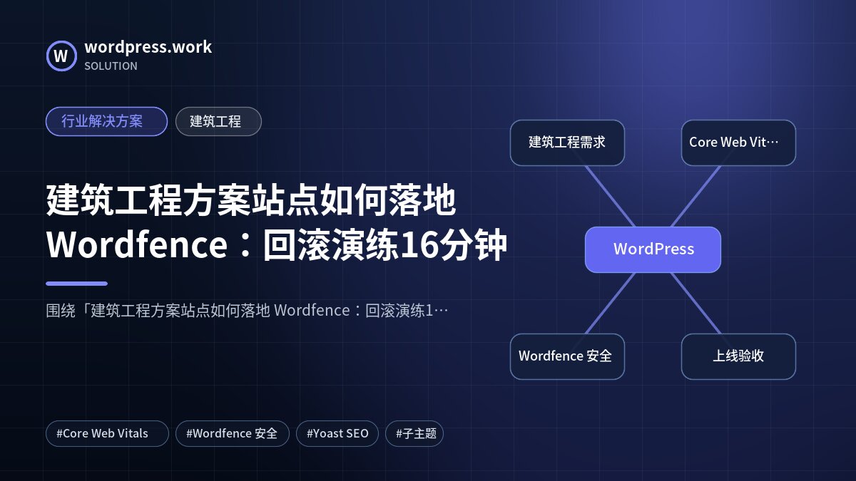 建筑工程方案站点如何落地 Wordfence:回滚演练16分钟|行业解决方案|建筑工程