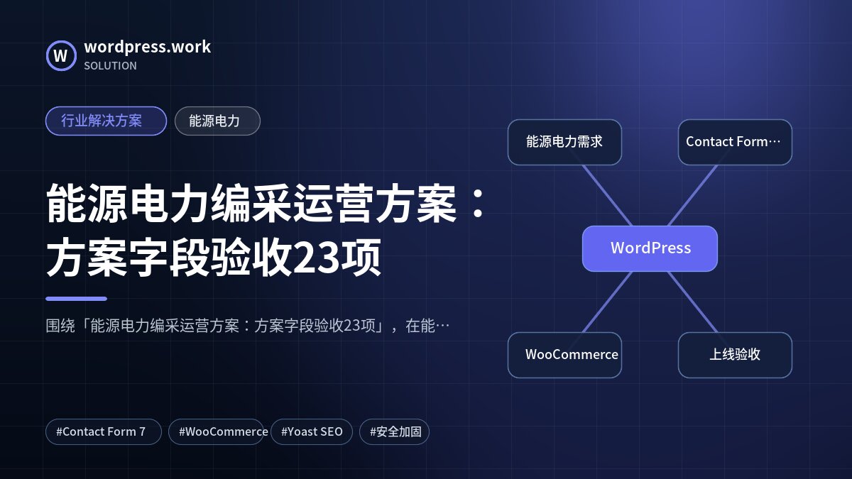 能源电力编采运营方案:方案字段验收23项|行业解决方案|能源电力