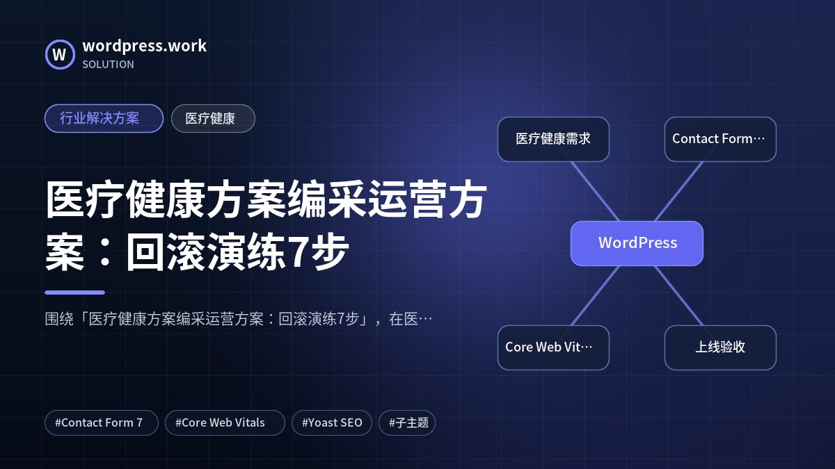 医疗健康方案编采运营方案:回滚演练7步|行业解决方案|医疗健康