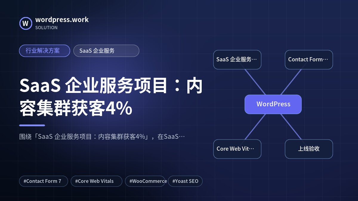 SaaS 企业服务项目:内容集群获客4%|行业解决方案|SaaS 企业服务