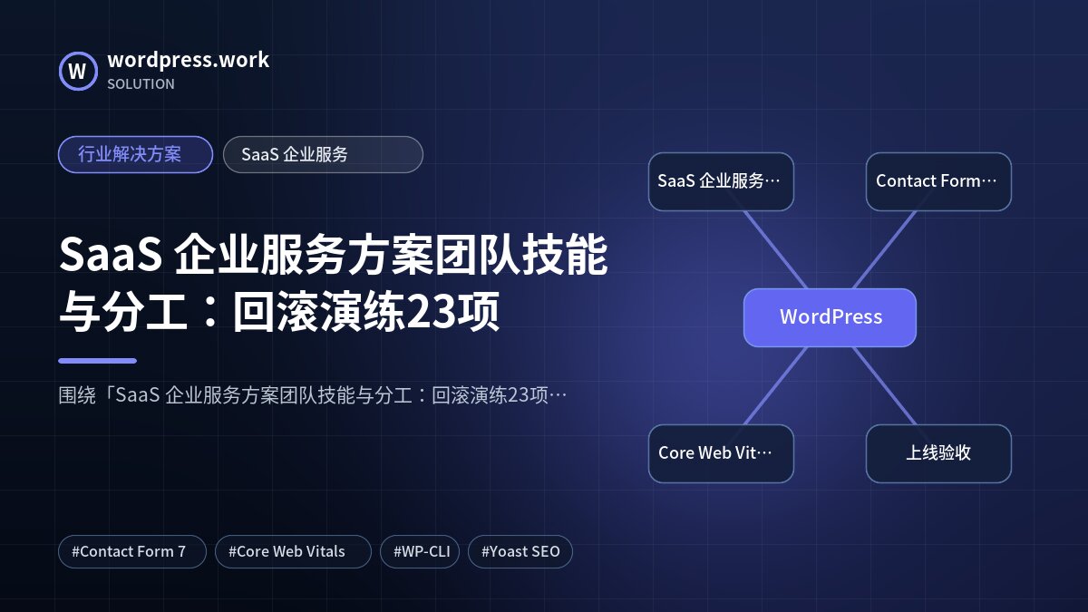SaaS 企业服务方案团队技能与分工：回滚演练23项｜行业解决方案｜SaaS 企业服务