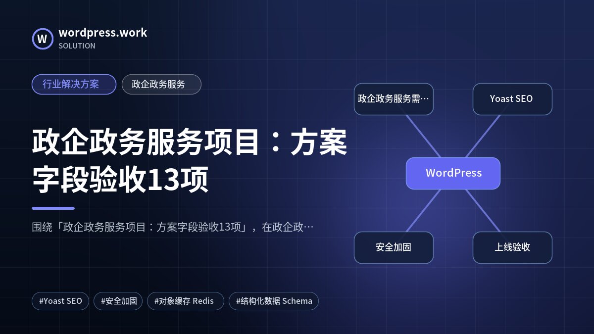 政企政务服务项目：方案字段验收13项｜行业解决方案｜政企政务服务