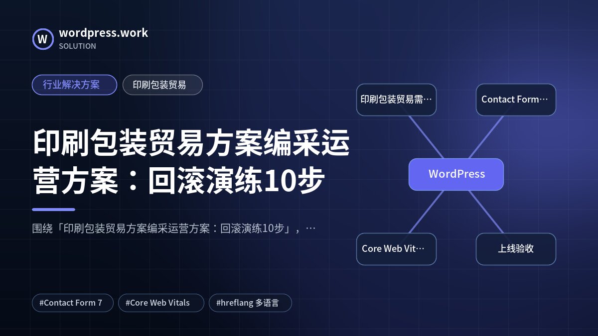 印刷包装贸易方案编采运营方案:回滚演练10步|行业解决方案|印刷包装贸易