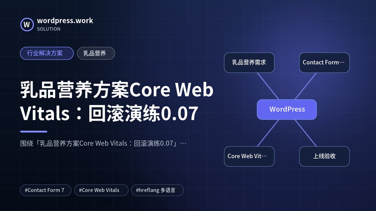乳品营养方案Core Web Vitals：回滚演练0.07｜行业解决方案｜乳品营养