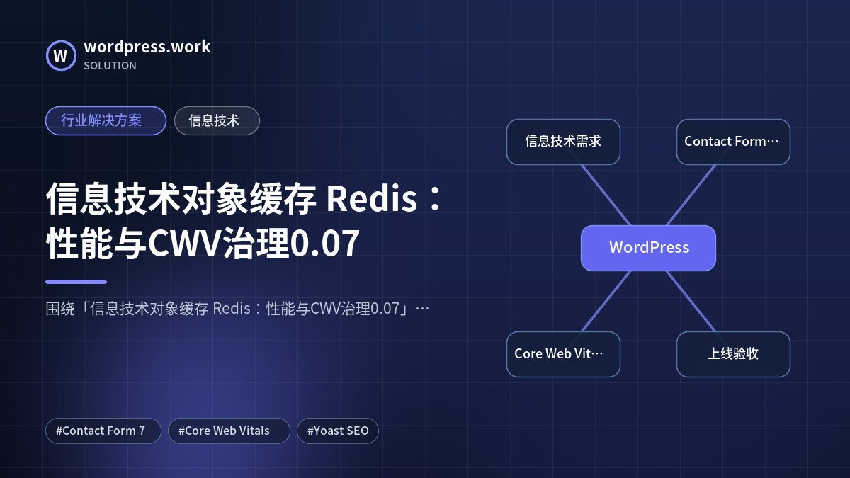 信息技术对象缓存 Redis:性能与CWV治理0.07|行业解决方案|信息技术