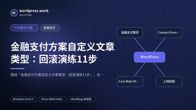 金融支付方案自定义文章类型:回滚演练11步|行业解决方案|金融支付