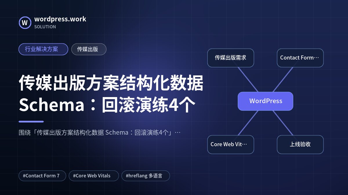 传媒出版方案结构化数据 Schema：回滚演练4个｜行业解决方案｜传媒出版