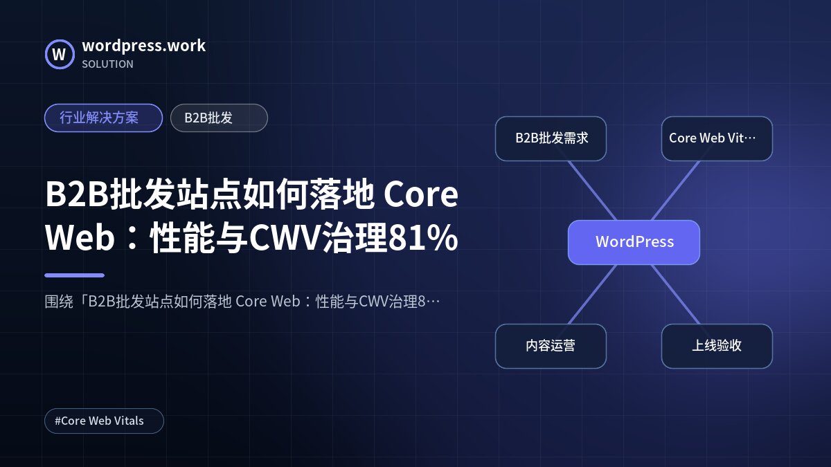 B2B批发站点如何落地 Core Web:性能与CWV治理81%|行业解决方案|B2B批发