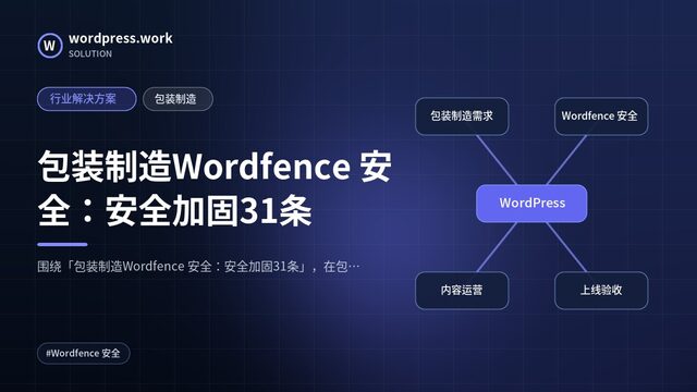 包装制造Wordfence 安全：安全加固31条｜行业解决方案｜包装制造
