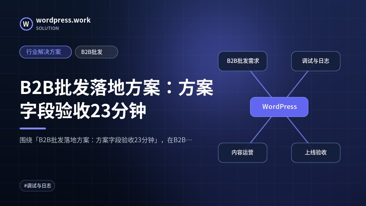 B2B批发落地方案:方案字段验收23分钟|行业解决方案|B2B批发
