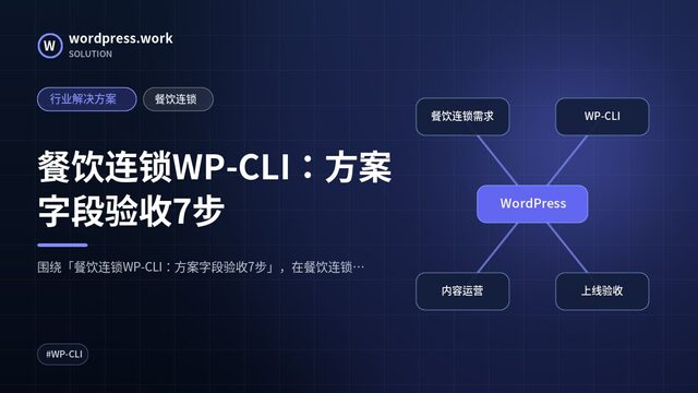 餐饮连锁WP-CLI：方案字段验收7步｜行业解决方案｜餐饮连锁