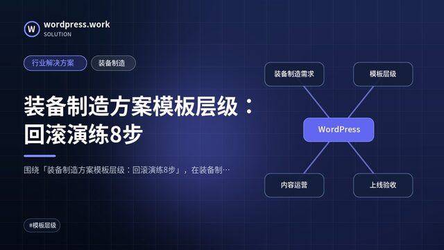 装备制造方案模板层级:回滚演练8步|行业解决方案|装备制造