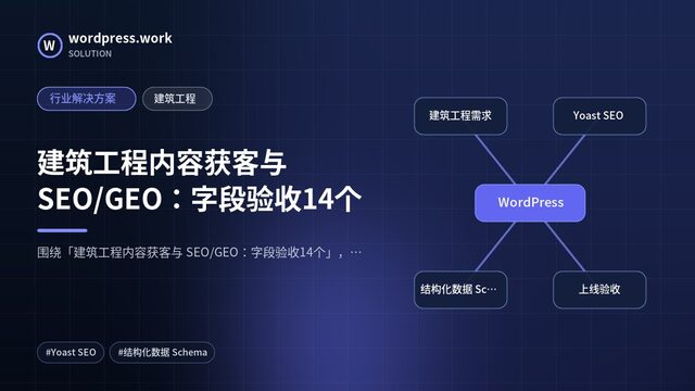 建筑工程内容获客与 SEO/GEO：字段验收14个｜行业解决方案｜建筑工程