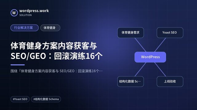 体育健身方案内容获客与 SEO/GEO：回滚演练16个｜行业解决方案｜体育健身