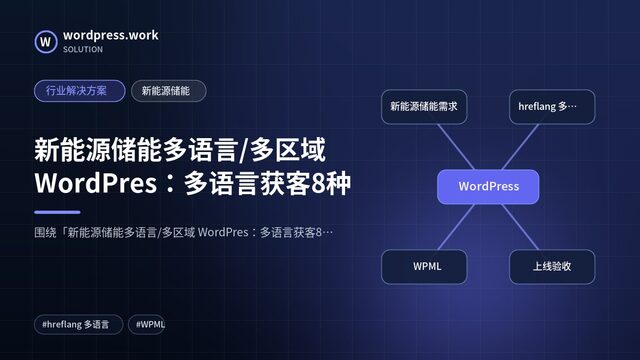 新能源储能多语言/多区域 WordPres:多语言获客8种|行业解决方案|新能源储能