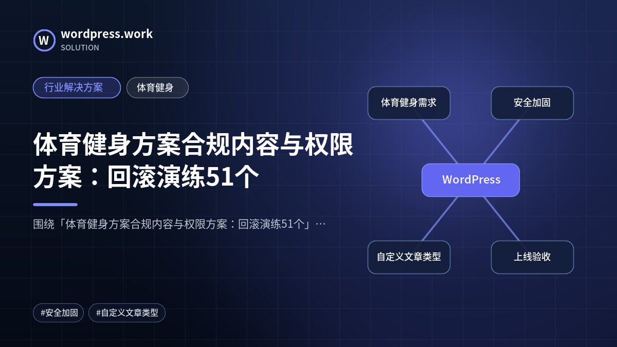 体育健身方案合规内容与权限方案：回滚演练51个｜行业解决方案｜体育健身