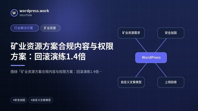 矿业资源方案合规内容与权限方案：回滚演练1.4倍｜行业解决方案｜矿业资源
