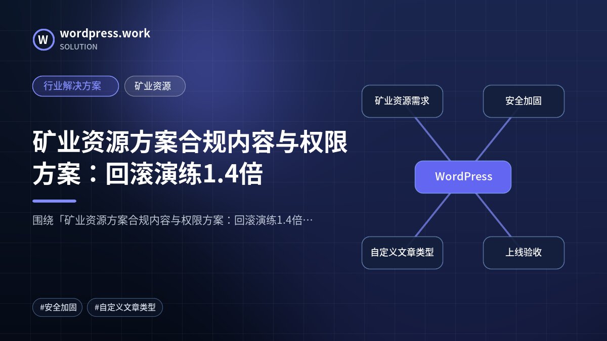 矿业资源方案合规内容与权限方案:回滚演练1.4倍|行业解决方案|矿业资源