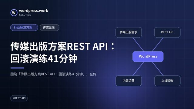 传媒出版方案REST API：回滚演练41分钟｜行业解决方案｜传媒出版