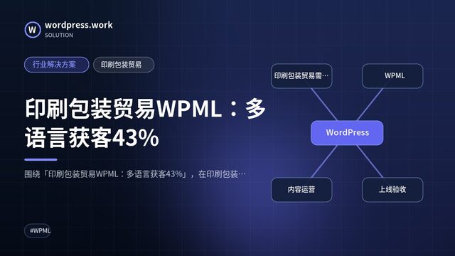 印刷包装贸易WPML:多语言获客43%|行业解决方案|印刷包装贸易