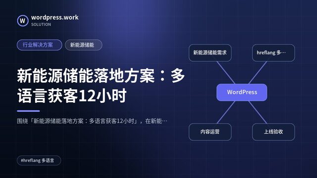 新能源储能落地方案:多语言获客12小时|行业解决方案|新能源储能