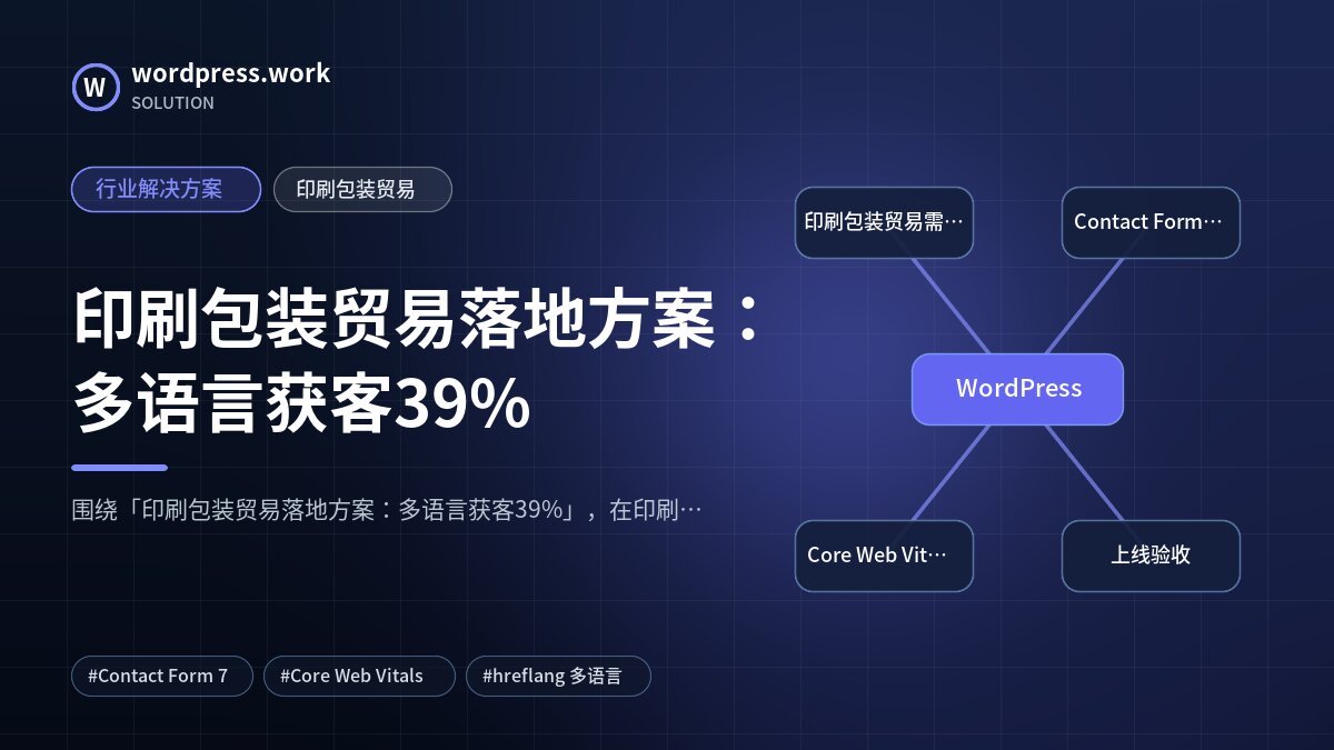 印刷包装贸易落地方案：多语言获客39%｜行业解决方案｜印刷包装贸易