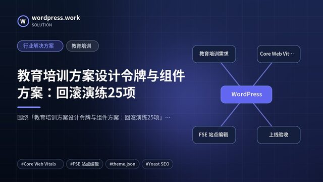 教育培训方案设计令牌与组件方案：回滚演练25项｜行业解决方案｜教育培训